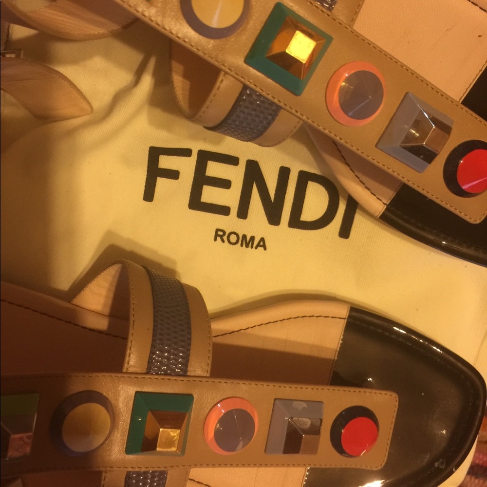 Fends Studded Multicolored Sandals